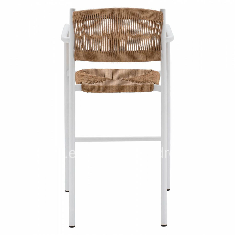 ALUMINUM STOOL WHITE WITH ROPE BEIGE HM5785.01 56x59x107 cm.