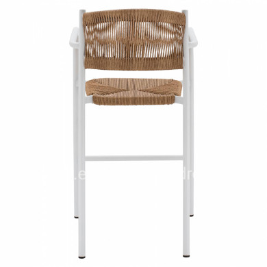 ALUMINUM STOOL WHITE WITH ROPE BEIGE HM5785.01 56x59x107 cm.