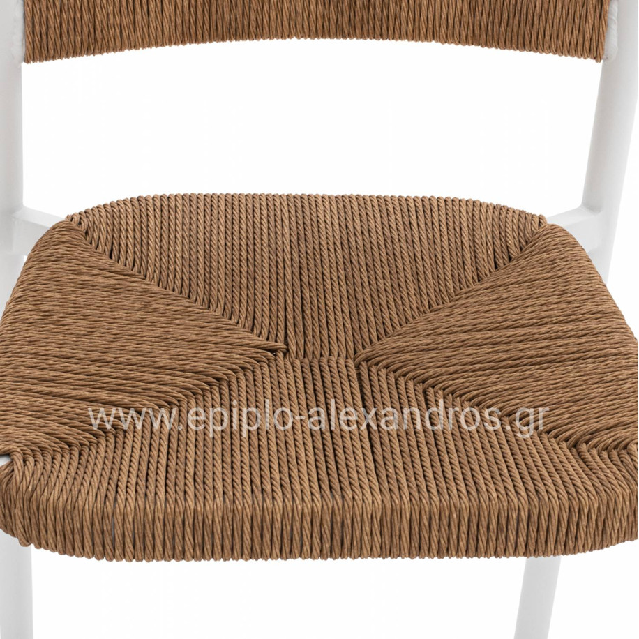 ALUMINUM STOOL WHITE WITH ROPE BEIGE HM5785.01 56x59x107 cm.