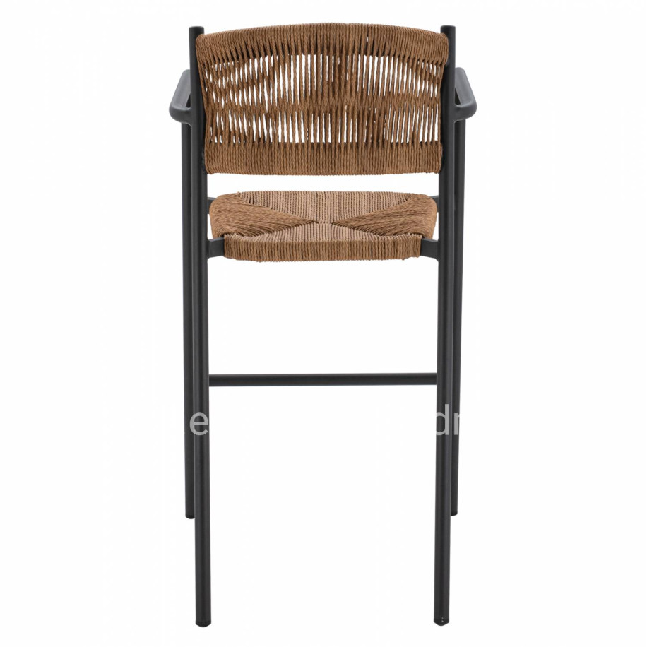 CHARCOAL ALUMINUM BAR STOOL WITH BEIGE ROPE HM5785.02 55,5x58x107 cm.