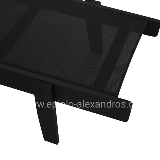 Professional Sunbed Beech wood Creta Black & Black Fabric HM11340.02 202,5x66,5x30,5 cm