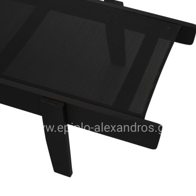 Professional Sunbed Beech wood Creta Black & Black Fabric HM11340.02 202,5x66,5x30,5 cm