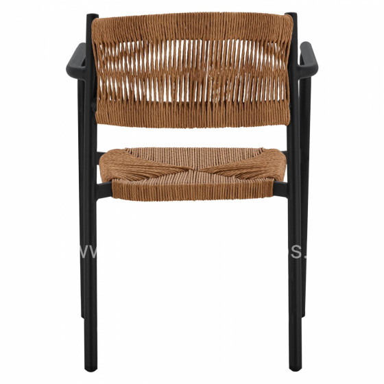 CHARCOAL ALUMINUM ARMCHAIR WITH BEIGE PE ROPE HM5786.02 55,5x50x77,5 cm.