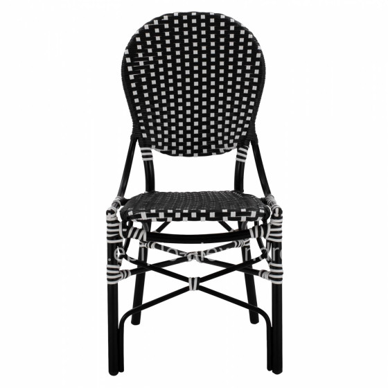 ALUMINUM CHAIR BAMBOO LOOK WITH WICKER BLACK WHITE HM5792.02 46x60x96 cm.