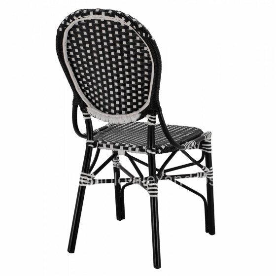 ALUMINUM CHAIR BAMBOO LOOK WITH WICKER BLACK WHITE HM5792.02 46x60x96 cm.