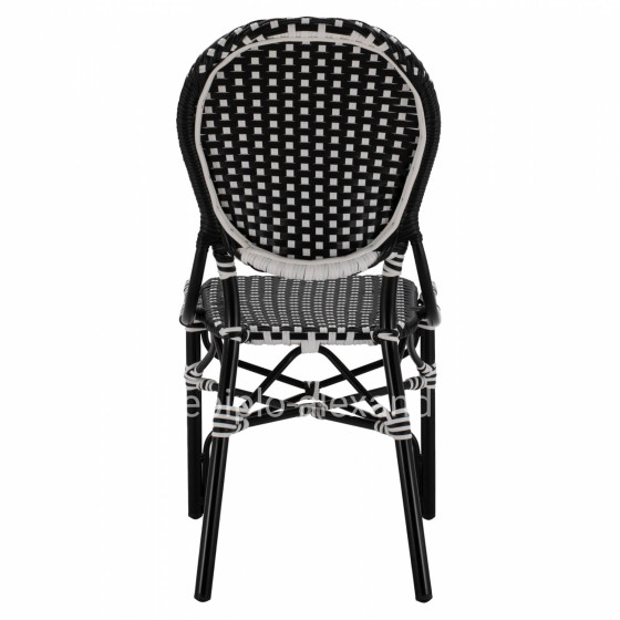 ALUMINUM CHAIR BAMBOO LOOK WITH WICKER BLACK WHITE HM5792.02 46x60x96 cm.