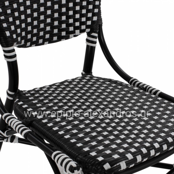 ALUMINUM CHAIR BAMBOO LOOK WITH WICKER BLACK WHITE HM5792.02 46x60x96 cm.