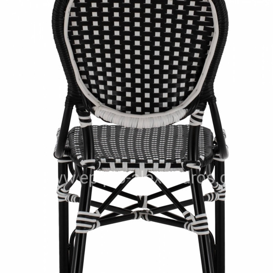 ALUMINUM CHAIR BAMBOO LOOK WITH WICKER BLACK WHITE HM5792.02 46x60x96 cm.