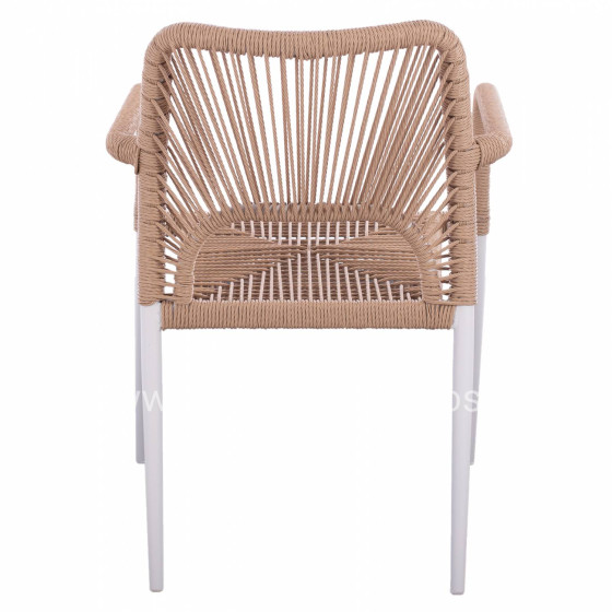 WHITE ALUMINUM ARMCHAIR WITH BEIGE PE ROPE HM5771.01 55Χ63Χ82 cm.