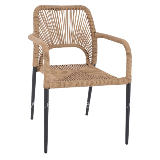 ΠΟΛΥΘΡΟΝΑ ΑΛΟΥΜΙΝΙΟΥ NOJO HM5771.02 ΓΚΡΙ ΜΕ P.E.TWIST RATTAN ΜΠΕΖ 55x63x82Y εκ.