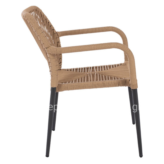 ΠΟΛΥΘΡΟΝΑ ΑΛΟΥΜΙΝΙΟΥ NOJO HM5771.02 ΓΚΡΙ ΜΕ P.E.TWIST RATTAN ΜΠΕΖ 55x63x82Y εκ.