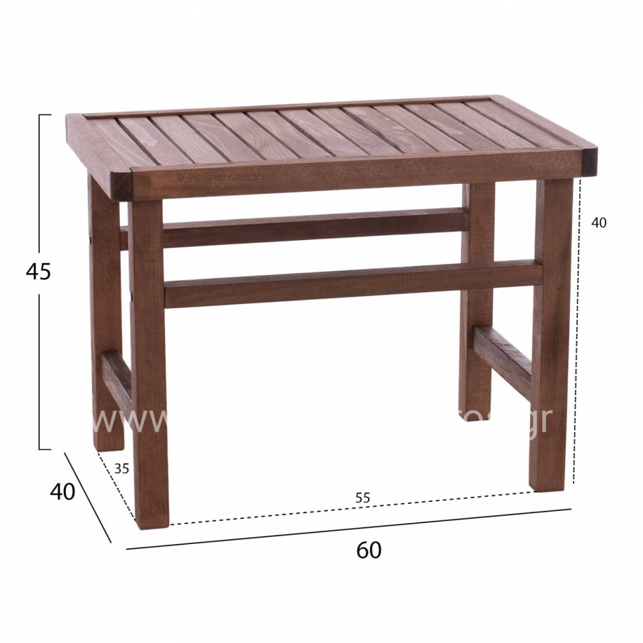 WOODEN TABLE-STOOL WALNUT 60Χ40X45Υ cm.