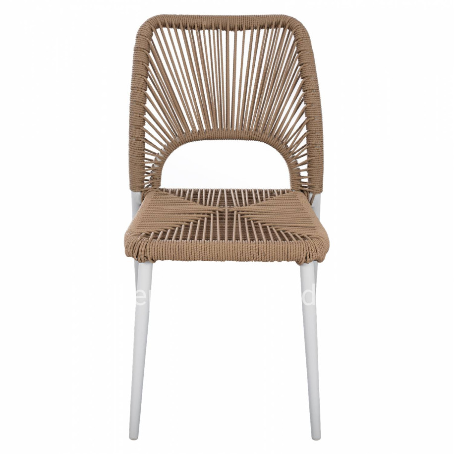 WHITE ALUMINUM CHAIR WITH PE ROPE BEIGE HM5770.01 45x63x82Y cm.