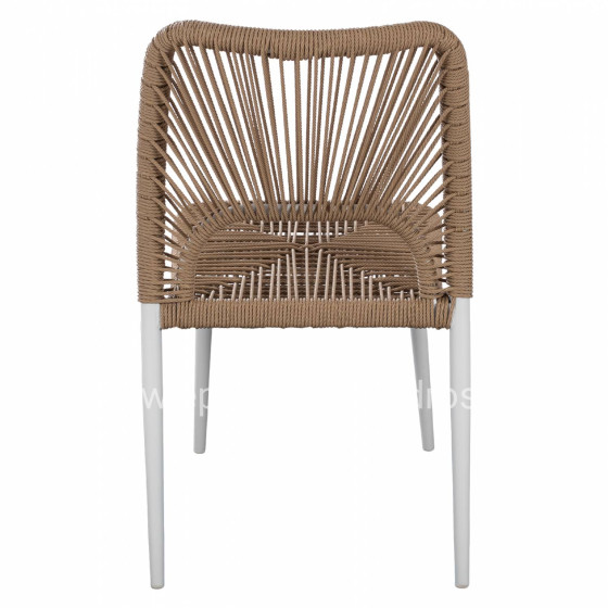 WHITE ALUMINUM CHAIR WITH PE ROPE BEIGE HM5770.01 45x63x82Y cm.