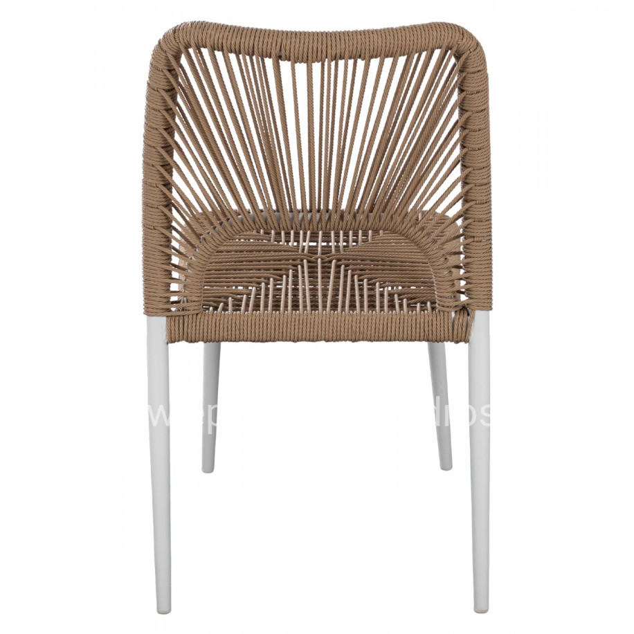 WHITE ALUMINUM CHAIR WITH PE ROPE BEIGE HM5770.01 45x63x82Y cm.