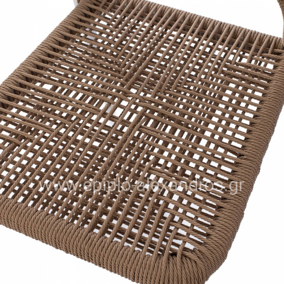 WHITE ALUMINUM CHAIR WITH PE ROPE BEIGE HM5770.01 45x63x82Y cm.