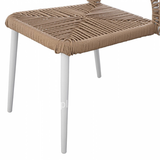 WHITE ALUMINUM CHAIR WITH PE ROPE BEIGE HM5770.01 45x63x82Y cm.