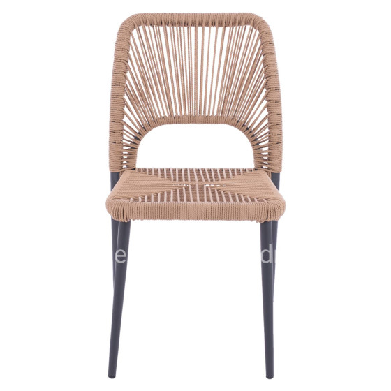 GRAY ALUMINUM CHAIR WITH BEIGE PE TWIST RATTAN HM5770.02 45x63x82Y cm.