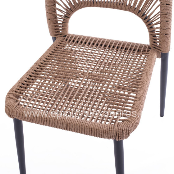 GRAY ALUMINUM CHAIR WITH BEIGE PE TWIST RATTAN HM5770.02 45x63x82Y cm.