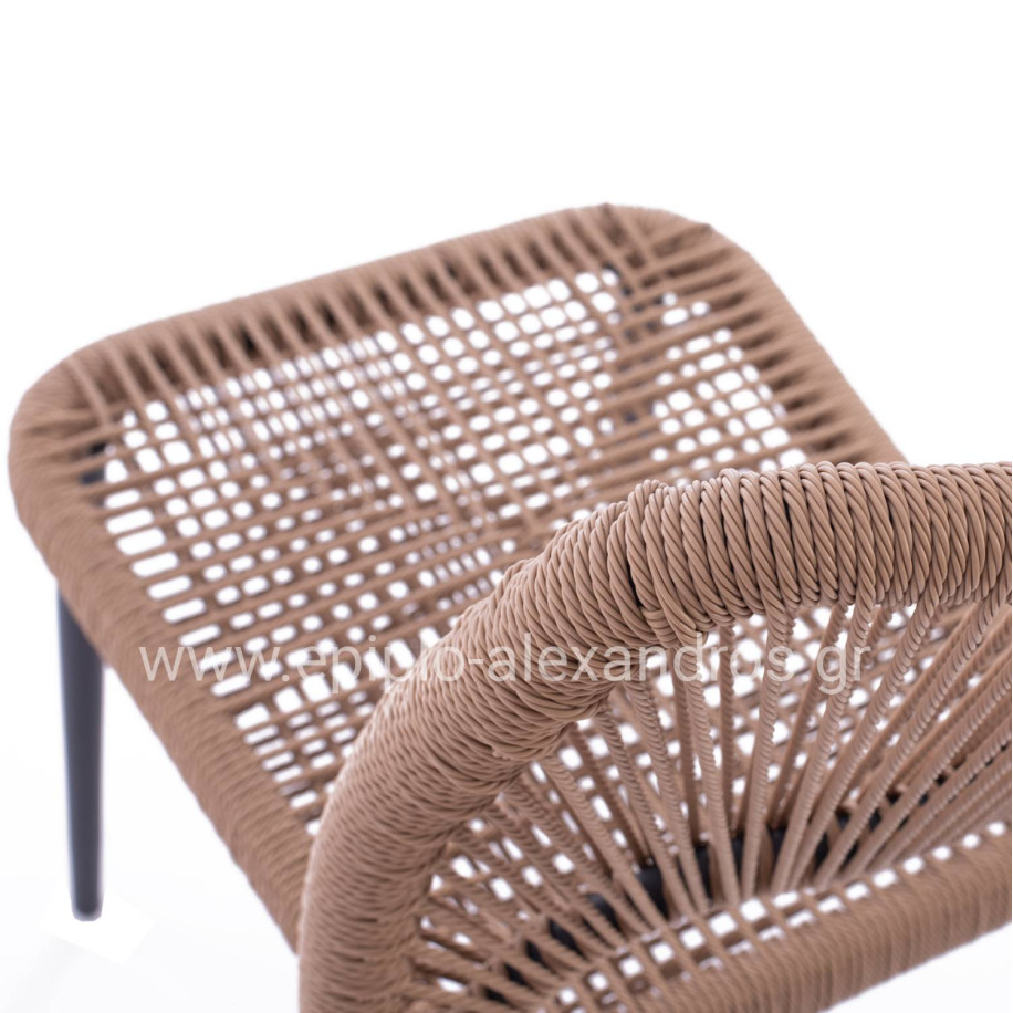 ΚΑΡΕΚΛΑ ΑΛΟΥΜΙΝΙΟΥ ΓΚΡΙ ΜΕ P.E.TWIST RATTAN ΜΠΕΖ HM5770.02 45x63x82Υ εκ.