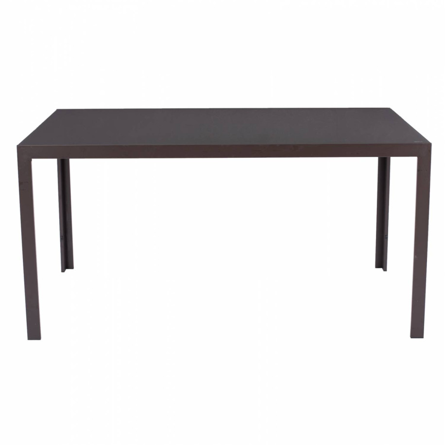 METALLIC TABLE IN BROWN WITH BROWN GLASS 150X90X75cm HM5767.02