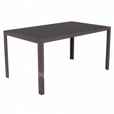 METALLIC TABLE IN BROWN WITH BROWN GLASS 150X90X75cm HM5767.02