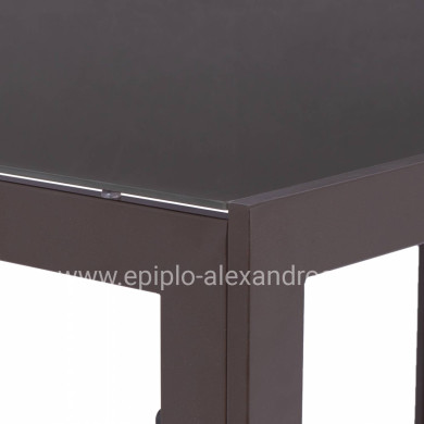 METALLIC TABLE IN BROWN WITH BROWN GLASS 150X90X75cm HM5767.02