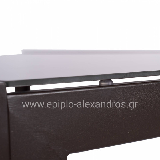 ΤΡΑΠΕΖΙ ΜΕΤΑΛΛΙΚΟ OFER ΟΡΘΟΓΩΝΙΟ ΚΑΦΕ ΜΕ ΓΥΑΛΙ ΚΑΦΕ 150X90Χ75Υεκ. HM5767.02