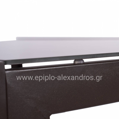 METALLIC TABLE IN BROWN WITH BROWN GLASS 150X90X75cm HM5767.02