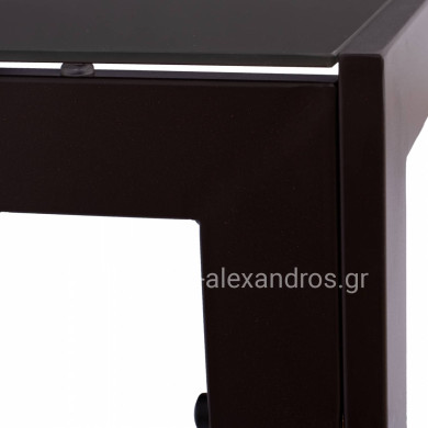 METALLIC TABLE IN BROWN WITH BROWN GLASS 150X90X75cm HM5767.02