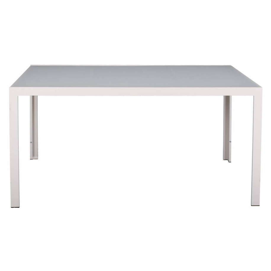 METALLIC TABLE ICE WHITE WITH GLASS HM5767.03 150X90Χ75cm.