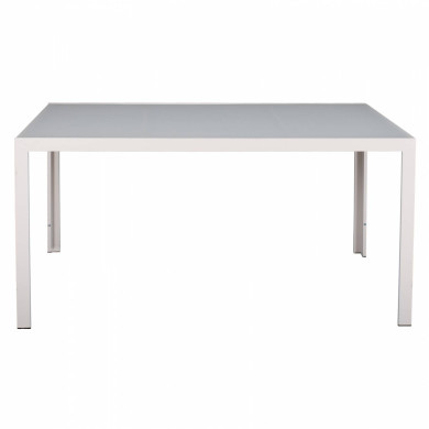 METALLIC TABLE ICE WHITE WITH GLASS HM5767.03 150X90Χ75cm.