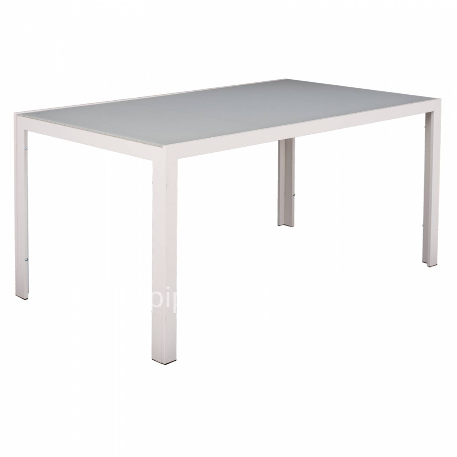 METALLIC TABLE ICE WHITE WITH GLASS HM5767.03 150X90Χ75cm.