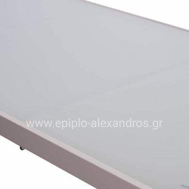 METALLIC TABLE ICE WHITE WITH GLASS HM5767.03 150X90Χ75cm.