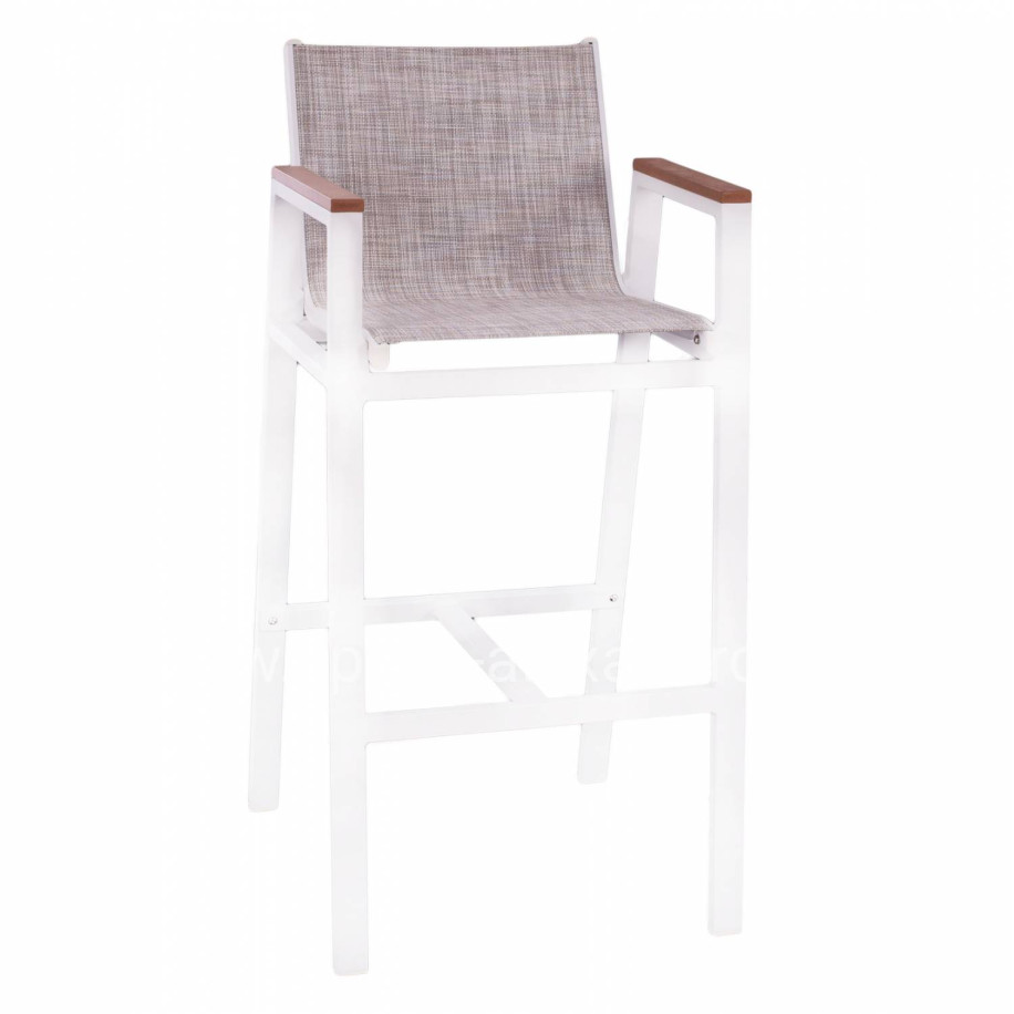 ALUMINUM BAR STOOL WHITE WITH POLYWOOD 52x58x108 cm. HM5790.01
