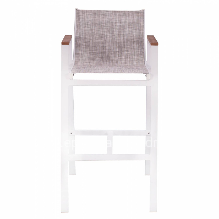 ALUMINUM BAR STOOL WHITE WITH POLYWOOD 52x58x108 cm. HM5790.01