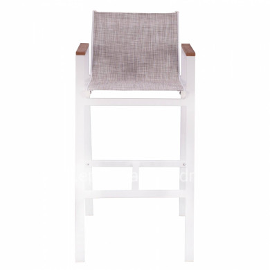 ALUMINUM BAR STOOL WHITE WITH POLYWOOD 52x58x108 cm. HM5790.01