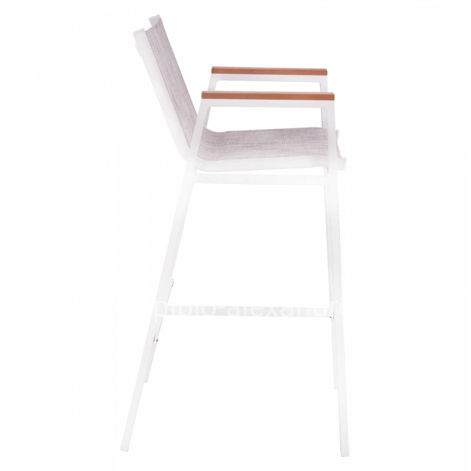 ALUMINUM BAR STOOL WHITE WITH POLYWOOD 52x58x108 cm. HM5790.01