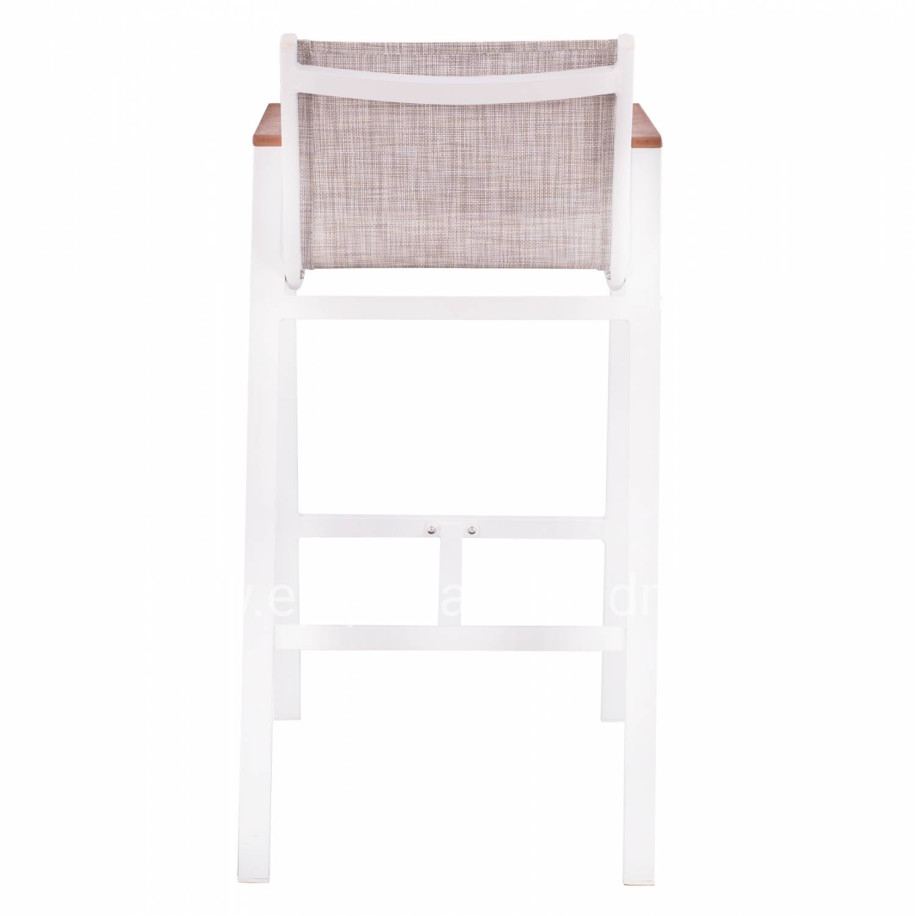 ALUMINUM BAR STOOL WHITE WITH POLYWOOD 52x58x108 cm. HM5790.01