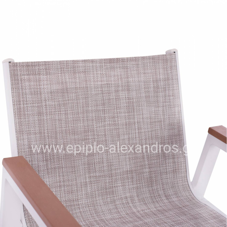 ALUMINUM BAR STOOL WHITE WITH POLYWOOD 52x58x108 cm. HM5790.01