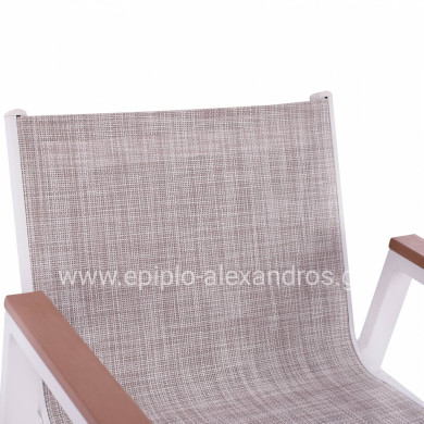 ALUMINUM BAR STOOL WHITE WITH POLYWOOD 52x58x108 cm. HM5790.01