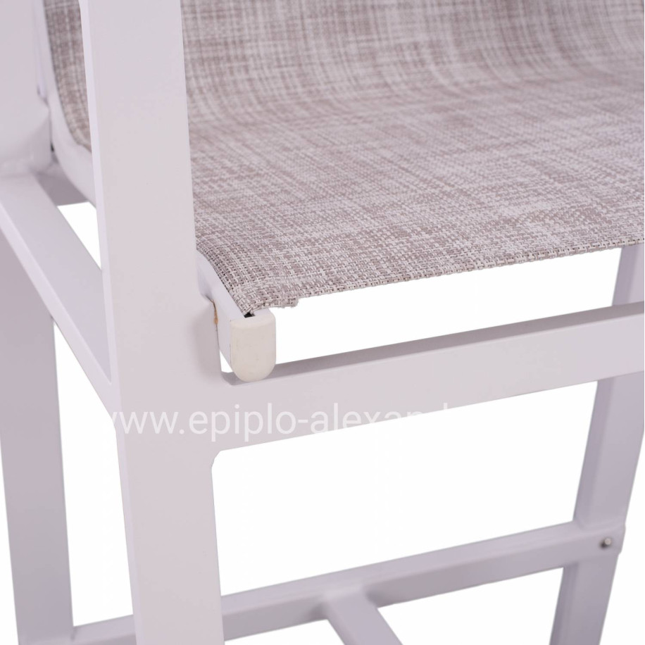 ALUMINUM BAR STOOL WHITE WITH POLYWOOD 52x58x108 cm. HM5790.01