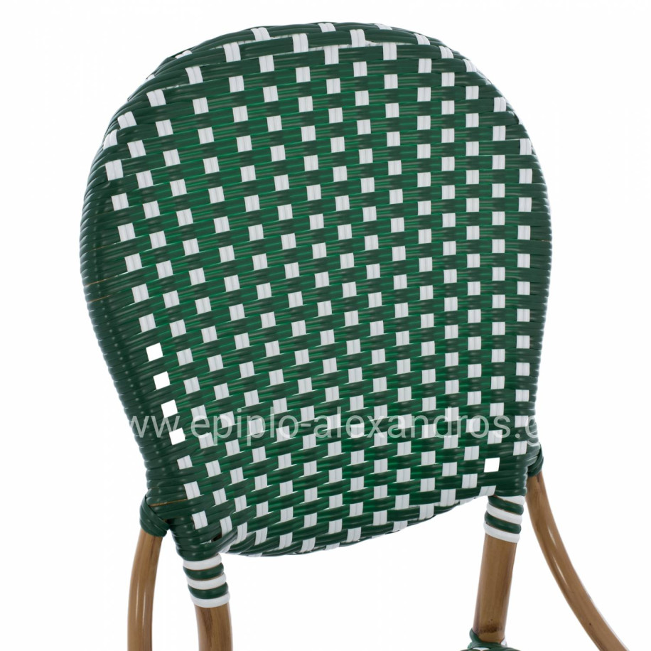 ALUMINUM CHAIR BAMBOO LOOK WITH WICKER GREEN WHITE HM5792.01 47x55x98 cm.