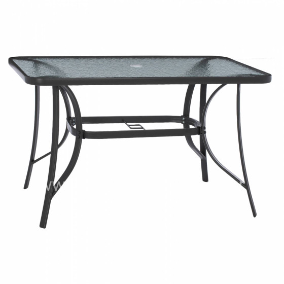OUTDOOR TABLE BRAVO GREY METAL GLASS TOP WITH UMBRELLA HOLE 120Χ70Χ72Hcm.HM5021.11