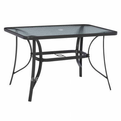 OUTDOOR TABLE BRAVO GREY METAL GLASS TOP WITH UMBRELLA HOLE 120Χ70Χ72Hcm.HM5021.11