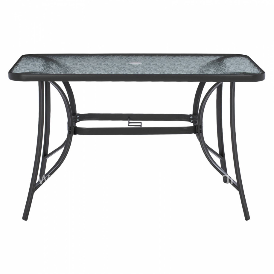 OUTDOOR TABLE BRAVO GREY METAL GLASS TOP WITH UMBRELLA HOLE 120Χ70Χ72Hcm.HM5021.11