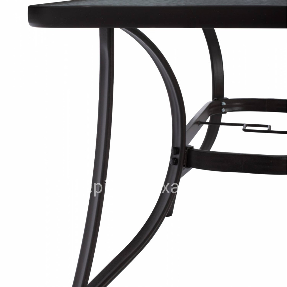 OUTDOOR TABLE BROWN METAL GLASS TOP WITH UMBRELLA HOLE 120Χ70Χ72Hcm.HM5021.12