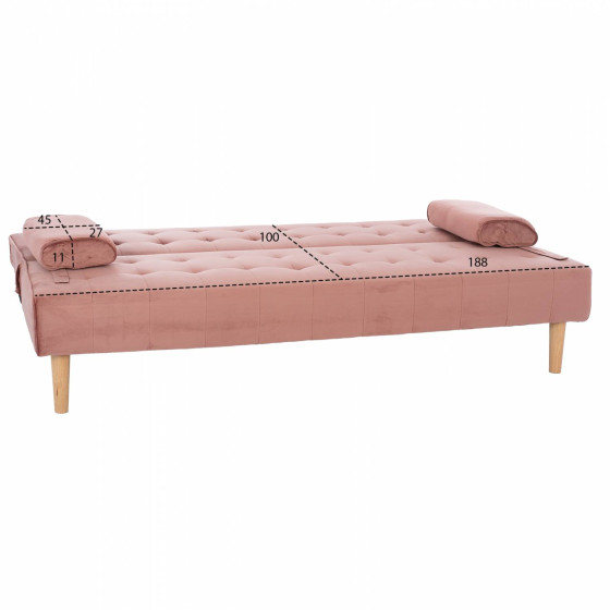 SOFA BED WANDA HM3149.12 WITH VELVET DUSTY PINK 188X83X83Y cm.