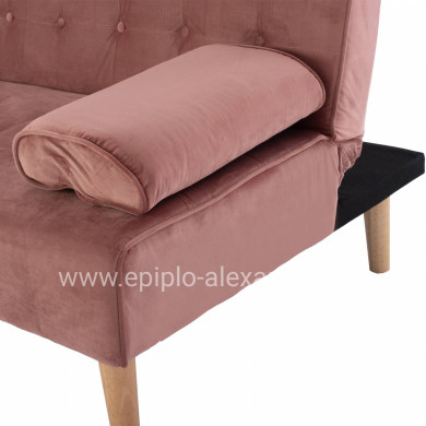 SOFA BED WANDA HM3149.12 WITH VELVET DUSTY PINK 188X83X83Y cm.