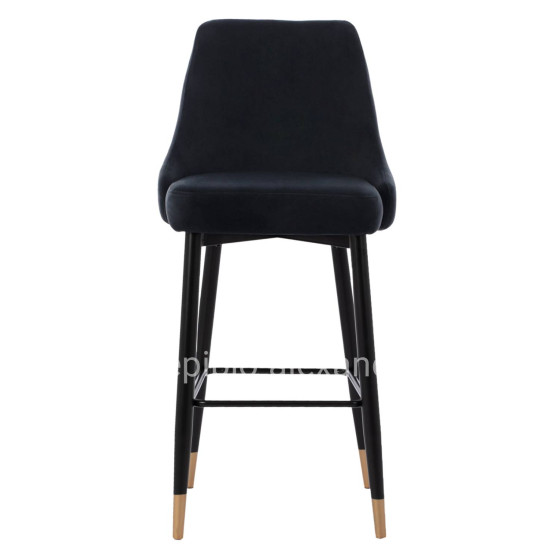 SERENITY BAR STOOL ΗΜ8519.04 BLACK VELVET WITH METAL FRAME 53x48x110 cm.